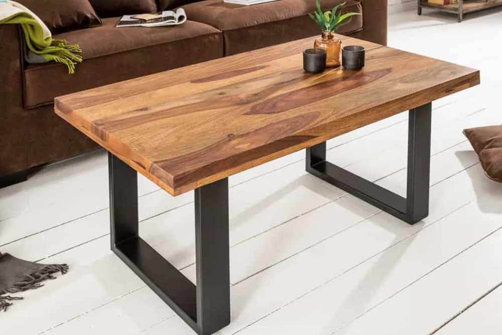 Riess-Ambiente Couchtische & Truhen|Mehr... > Massivholz Couchtisch IRON CRAFT 100cm braun Sheesham stone finish Industrial Design