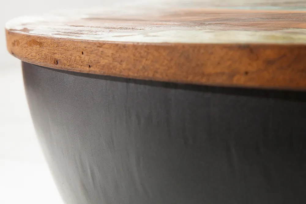 Riess-Ambiente Mehr...|Couchtische & Truhen > Massivholz Couchtisch JAKARTA 70cm grau rund aus recycelten Fischerbooten