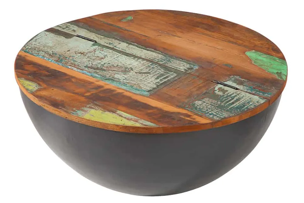 Riess-Ambiente Mehr...|Couchtische & Truhen > Massivholz Couchtisch JAKARTA 70cm grau rund aus recycelten Fischerbooten