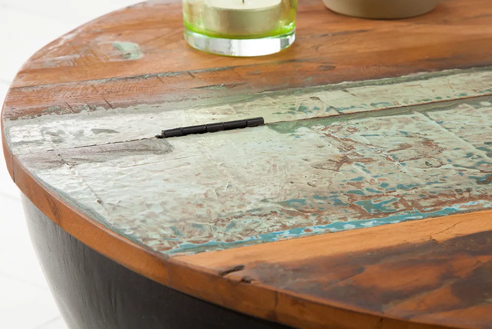 Riess-Ambiente Mehr...|Couchtische & Truhen > Massivholz Couchtisch JAKARTA 70cm grau rund aus recycelten Fischerbooten