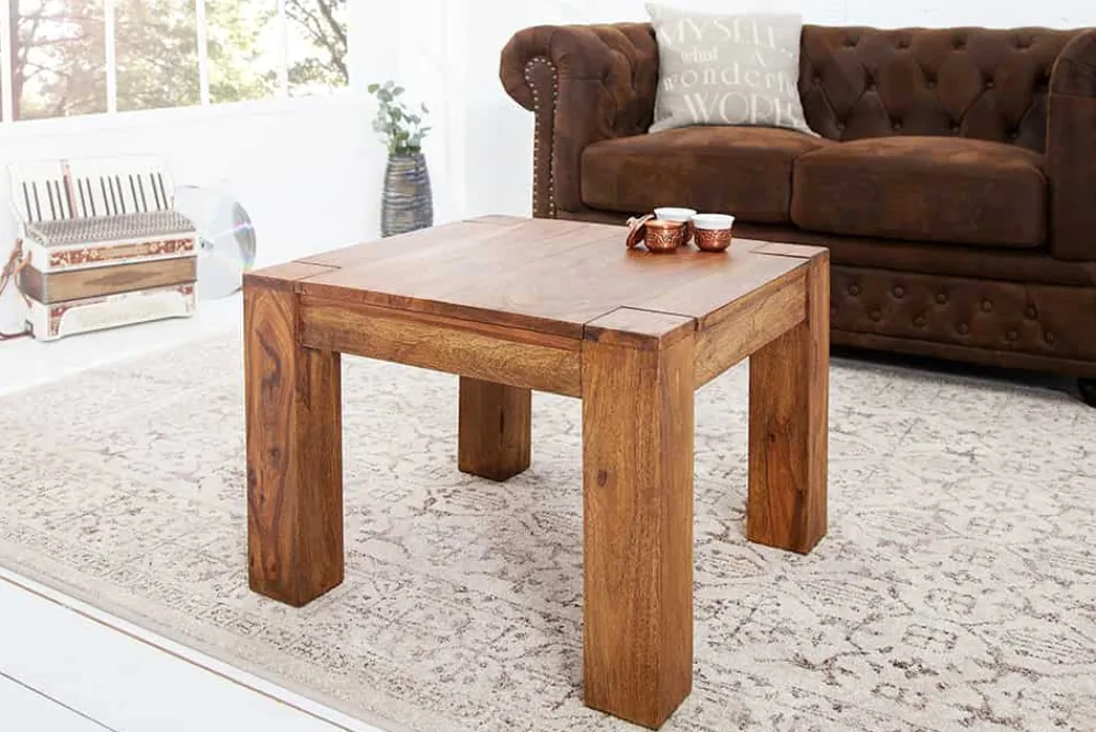Riess-Ambiente Mehr...|Couchtische > Massivholz Couchtisch MAKASSAR 60cm braun Sheesham stone finish einzigartige Maserung