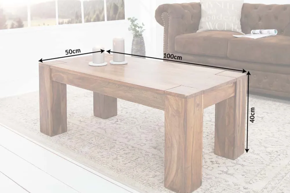 Riess-Ambiente Mehr...|Couchtische > Massivholz Couchtisch MAKASSAR 100cm braun Sheesham stone finish einzigartige Maserung