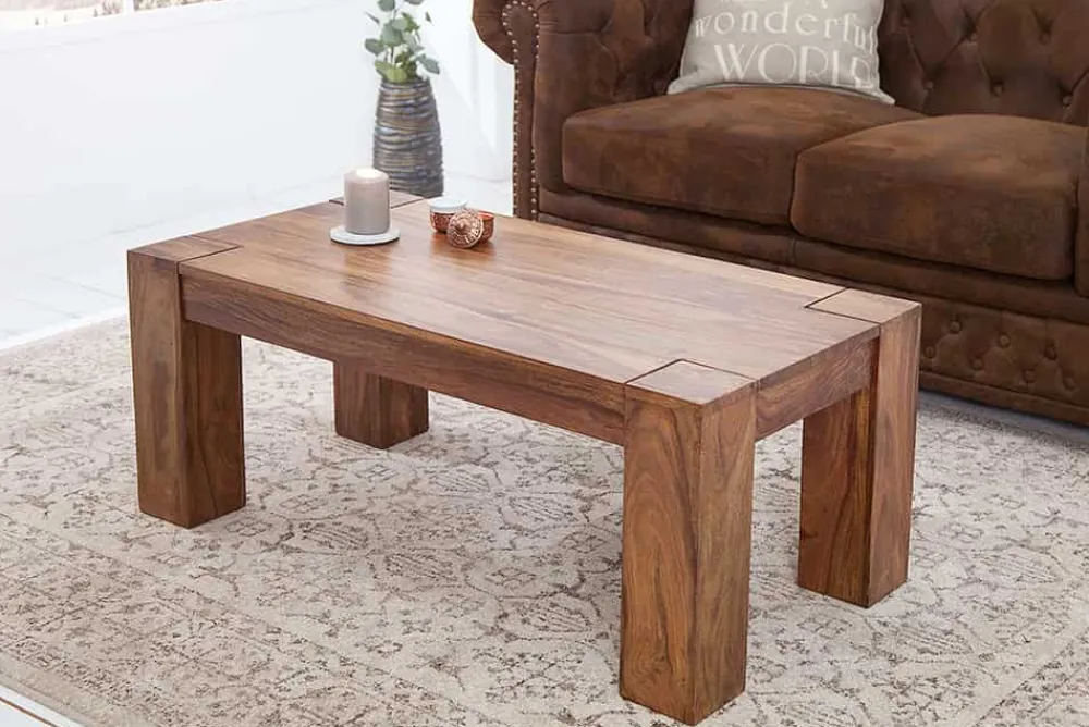 Riess-Ambiente Mehr...|Couchtische > Massivholz Couchtisch MAKASSAR 100cm braun Sheesham stone finish einzigartige Maserung