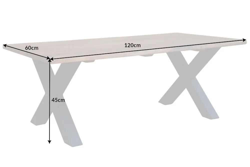 Riess-Ambiente Couchtische & Truhen|Mehr... > Massivholz Couchtisch MAMMUT 120cm Akazie Honey Finish X-Gestell schwarz 2,5cm Tischplatte