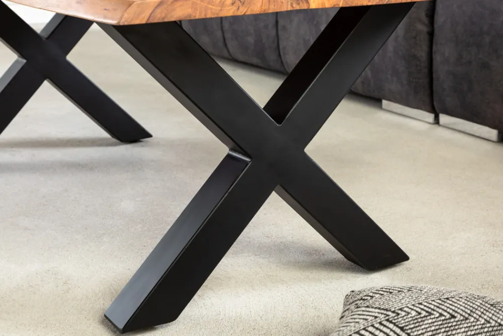 Riess-Ambiente Couchtische & Truhen|Mehr... > Massivholz Couchtisch MAMMUT 120cm Akazie Honey Finish X-Gestell schwarz 2,5cm Tischplatte