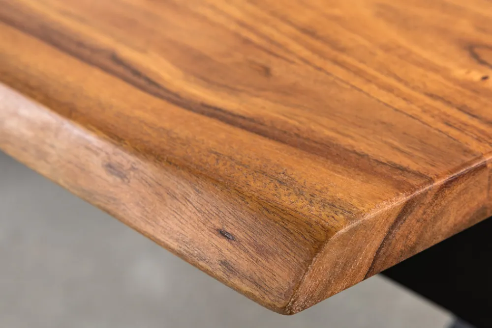 Riess-Ambiente Couchtische & Truhen|Mehr... > Massivholz Couchtisch MAMMUT 120cm Akazie Honey Finish X-Gestell schwarz 2,5cm Tischplatte