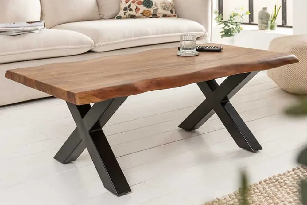 Riess-Ambiente Couchtische & Truhen|Mehr... > Massivholz Couchtisch MAMMUT 110cm Akazie Baumkante honey finish 3,5cm Tischplatte