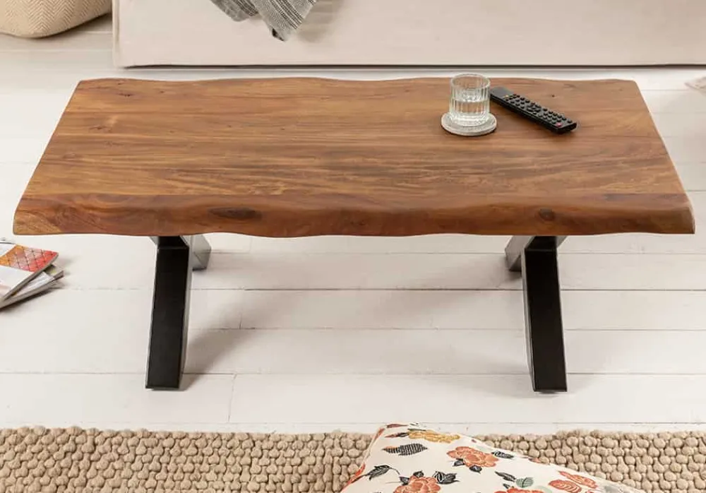 Riess-Ambiente Couchtische & Truhen|Mehr... > Massivholz Couchtisch MAMMUT 110cm Akazie Baumkante honey finish 3,5cm Tischplatte