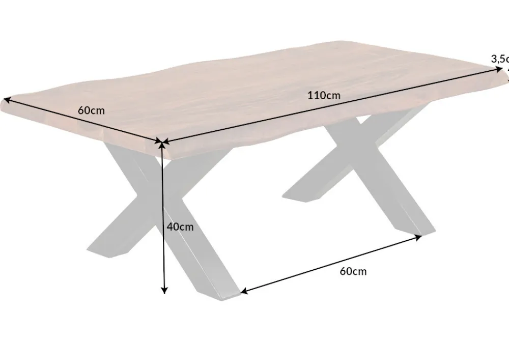 Riess-Ambiente Couchtische & Truhen|Mehr... > Massivholz Couchtisch MAMMUT 110cm Akazie Baumkante honey finish 3,5cm Tischplatte