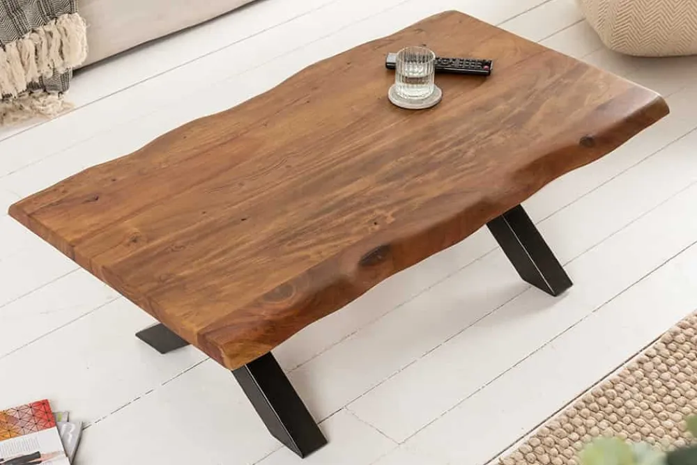 Riess-Ambiente Couchtische & Truhen|Mehr... > Massivholz Couchtisch MAMMUT 110cm Akazie Baumkante honey finish 3,5cm Tischplatte