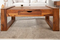 Riess-Ambiente Mehr...|Couchtische > Massivholz Couchtisch MARKANT 100cm braun Sheesham stone finish Schublade Stauraum