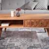 Riess-Ambiente Couchtische & Truhen|Mehr... > Massivholz Couchtisch MYSTIC LIVING 100cm natur Akazie mit Stauraum Schubladen Ablagefach