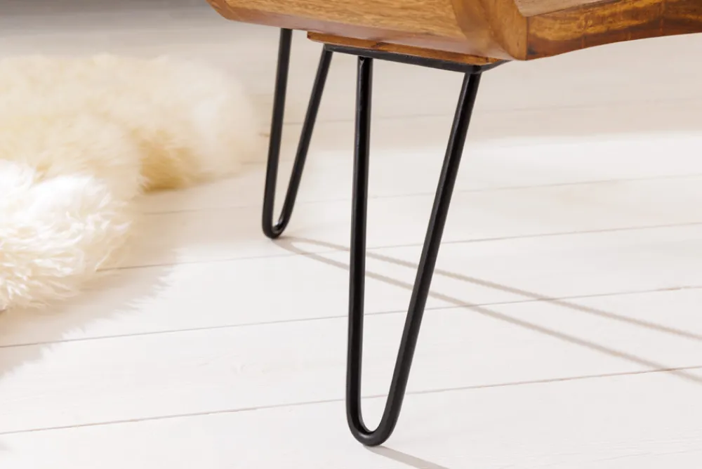 Riess-Ambiente Mehr...|Couchtische > Massivholz Couchtisch ORGANIC LIVING 100cm braun Sheesham stone finish Hairpin Legs