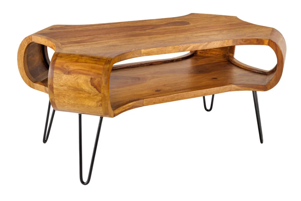 Riess-Ambiente Mehr...|Couchtische > Massivholz Couchtisch ORGANIC LIVING 100cm braun Sheesham stone finish Hairpin Legs