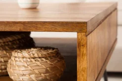 Riess-Ambiente Couchtische & Truhen|Industrial Loft > Massivholz Couchtisch SCORPION 60cm braun Sheesham stone finish Stauraum Hairpin Legs