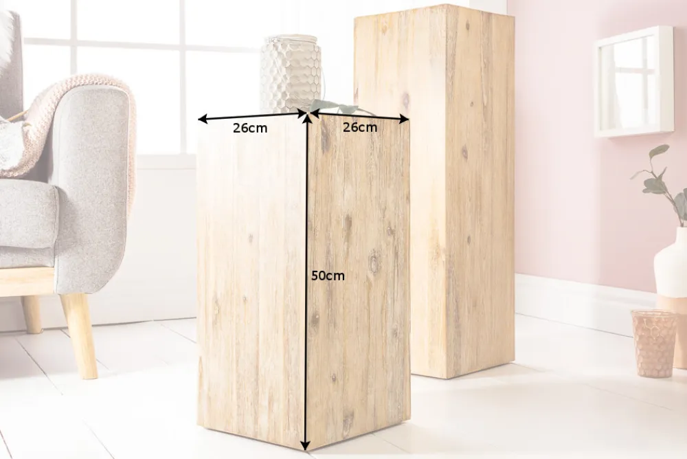 Riess-Ambiente Mehr...|Wohnaccessoires > Massivholz Dekosäule COLUMNA 50cm Akazie teak-grau gekälkt Beistelltisch