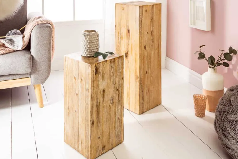 Riess-Ambiente Mehr...|Wohnaccessoires > Massivholz Dekosäule COLUMNA 75cm Akazie teakgrau gekälkt Beistelltisch