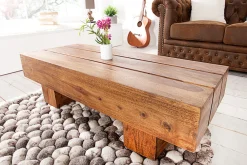 Riess-Ambiente Mehr...|Couchtische > Massivholz Design Couchtisch BOLT 100cm braun Sheesham stone finish