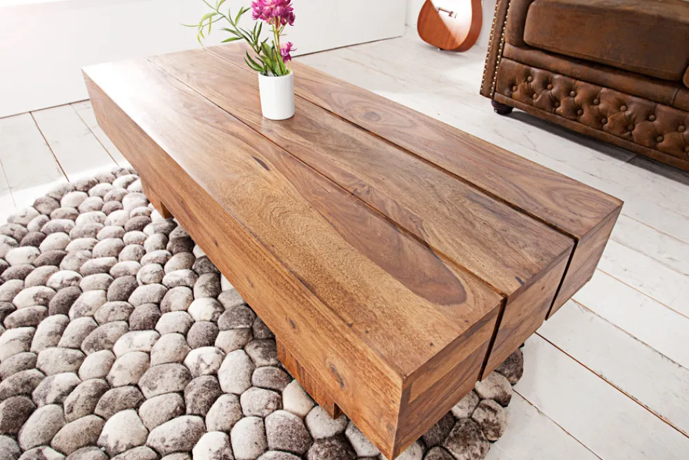 Riess-Ambiente Mehr...|Couchtische > Massivholz Design Couchtisch BOLT 100cm braun Sheesham stone finish