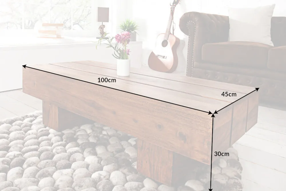 Riess-Ambiente Mehr...|Couchtische > Massivholz Design Couchtisch BOLT 100cm braun Sheesham stone finish