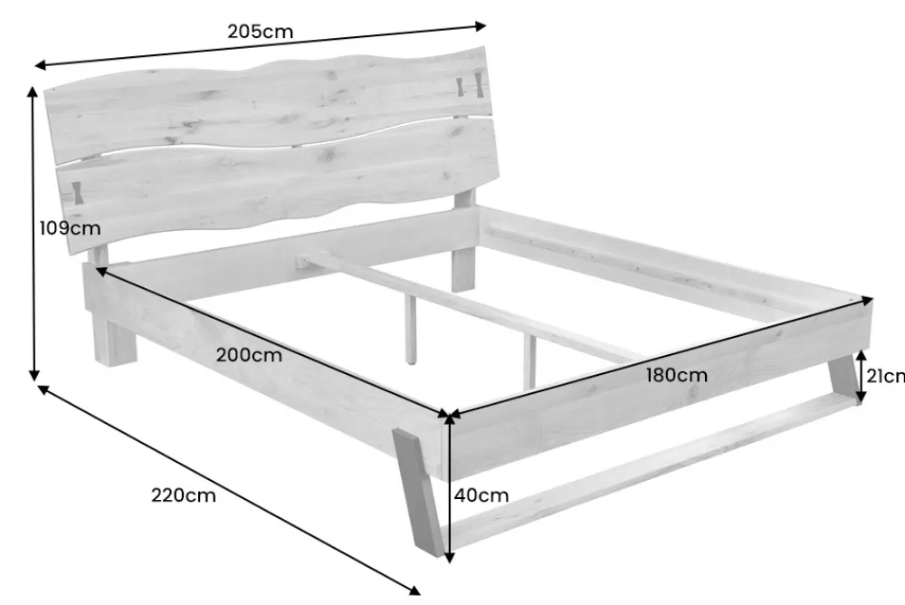 Riess-Ambiente Mehr...|Industrial Loft > Massivholz Doppelbett AMAZONAS 180x200cm natur Wildeiche Baumkante