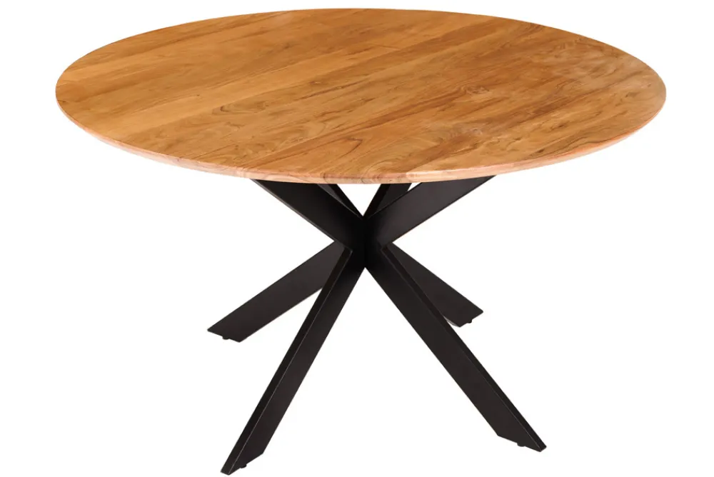 Riess-Ambiente Mehr...|Massivholzesstische > Massivholz Esstisch GALAXIE 130cm rund Akazie natur schwarzes Metallgestell