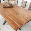 Riess-Ambiente Mehr...|Massivholzesstische > Massivholz Esstisch GALAXIE 180cm braun Sheesham stone finish Sterngestell Metall