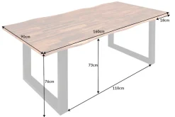 Riess-Ambiente Esstische|Mehr... > Massivholz Esstisch GENESIS 160cm natur anthrazit Akazie Baumkante Industrial Design