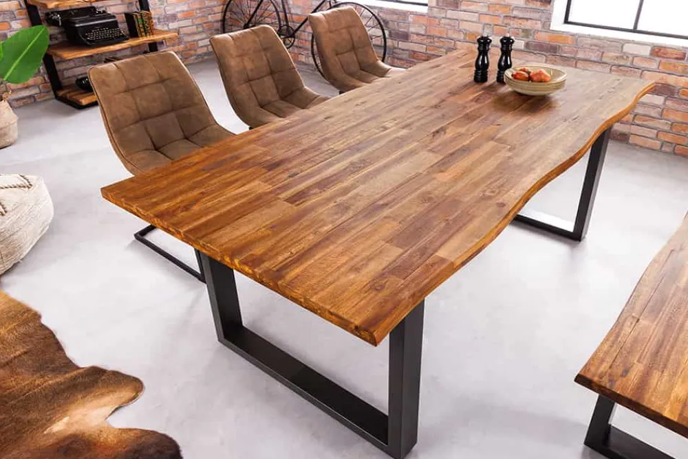 Riess-Ambiente Esstische|Mehr... > Massivholz Esstisch GENESIS 180cm natur anthrazit Akazie Baumkante Industrial Design