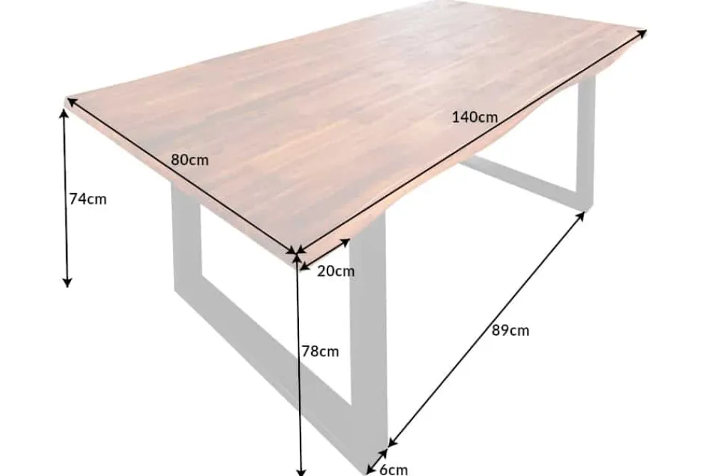Riess-Ambiente Esstische|Mehr... > Massivholz Esstisch GENESIS 140cm natur anthrazit Akazie Baumkante Kufengestell