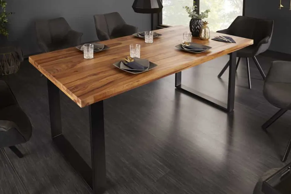 Riess-Ambiente Esstische|Mehr... > Massivholz Esstisch IRON CRAFT 200cm braun schwarz Sheesham stone finish Industrial
