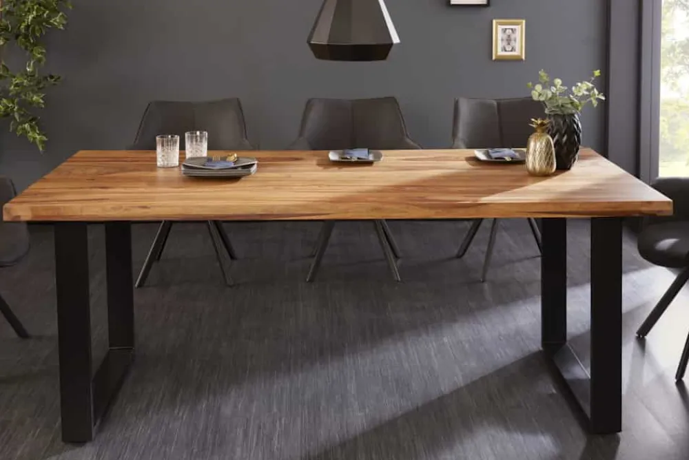 Riess-Ambiente Esstische|Mehr... > Massivholz Esstisch IRON CRAFT 200cm braun schwarz Sheesham stone finish Industrial