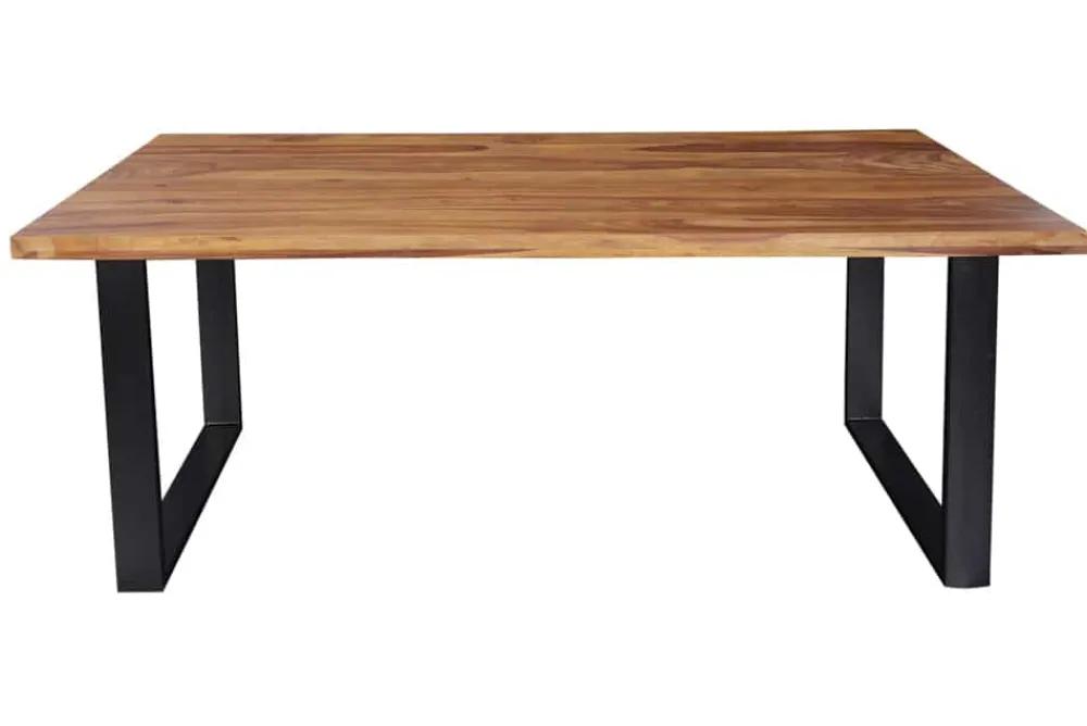 Riess-Ambiente Mehr...|Massivholzesstische > Massivholz Esstisch IRON CRAFT 180cm Sheesham stone finish Metallgestell schwarz