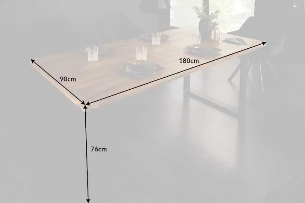 Riess-Ambiente Mehr...|Massivholzesstische > Massivholz Esstisch IRON CRAFT 180cm Sheesham stone finish Metallgestell schwarz