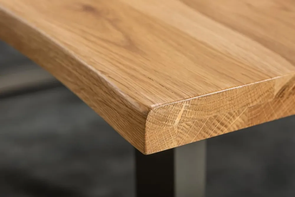 Riess-Ambiente Esstische|Mehr... > Massivholz Esstisch LIVING EDGE 160cm natur Wildeiche geölt Baumkante Metallgestell