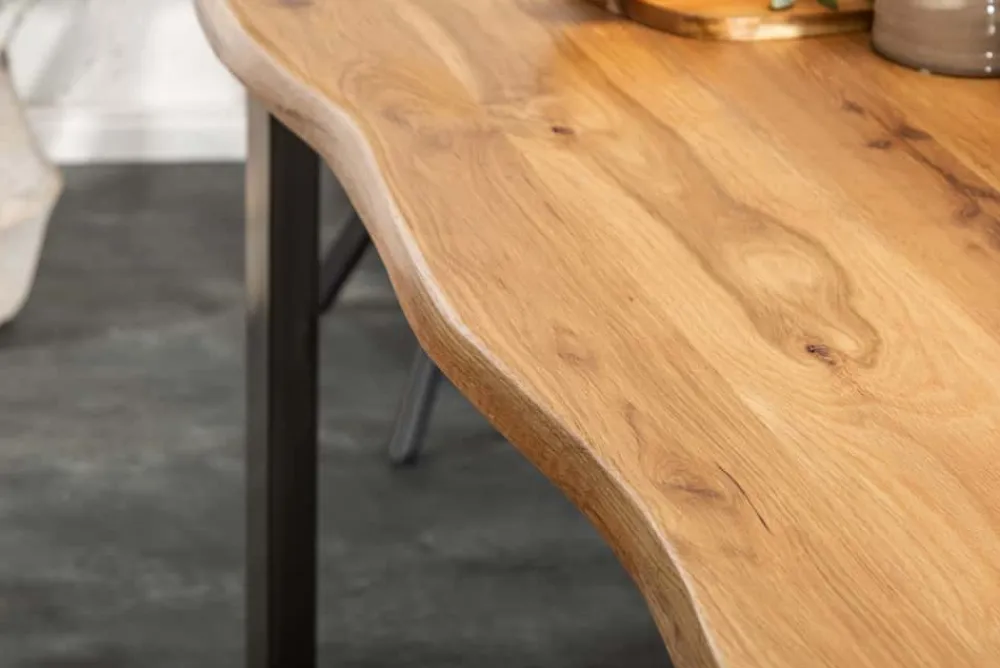 Riess-Ambiente Esstische|Mehr... > Massivholz Esstisch LIVING EDGE 160cm natur Wildeiche geölt Baumkante Metallgestell