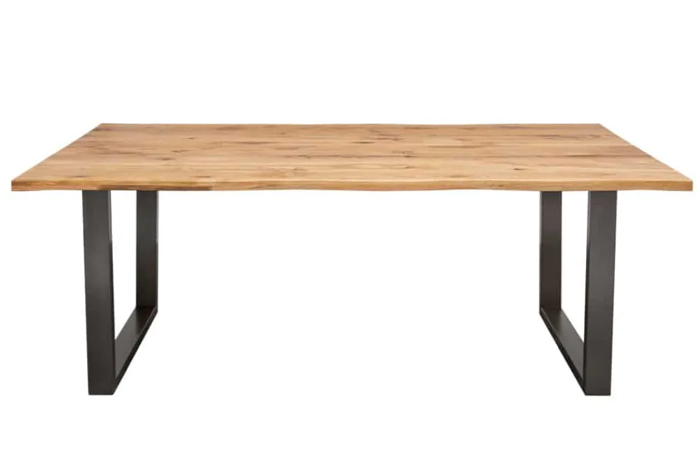 Riess-Ambiente Esstische|Mehr... > Massivholz Esstisch LIVING EDGE 160cm natur Wildeiche geölt Baumkante Metallgestell