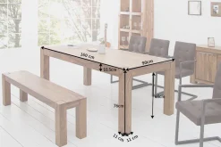 Riess-Ambiente Mehr...|Massivholzesstische > Massivholz Esstisch MAKASSAR 160cm braun Sheesham stone finish lackiert rechteckig