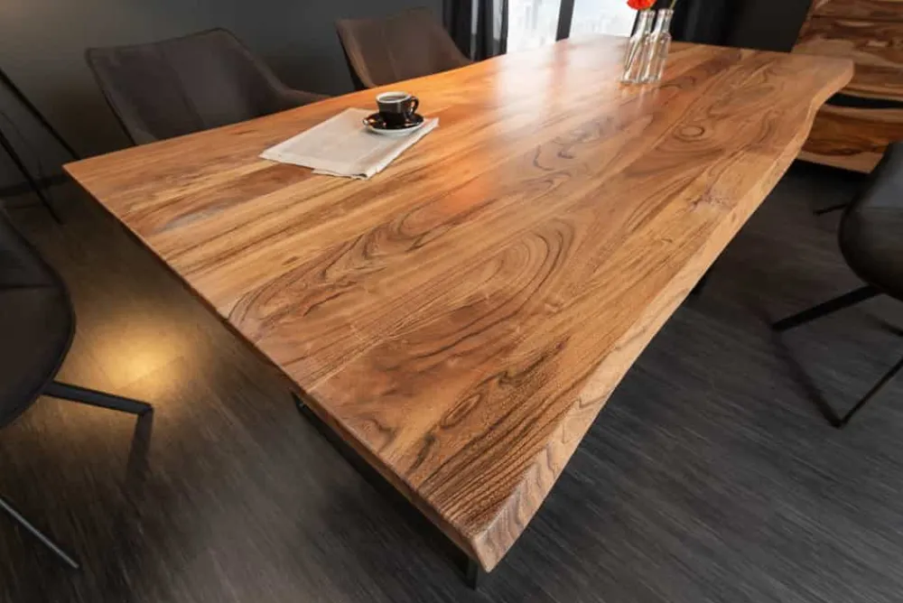 Riess-Ambiente Esstische|Mehr... > Massivholz Esstisch MAMMUT 180cm Wild-Akazie Baumkante Industrial Design 2,6cm Tischplatte