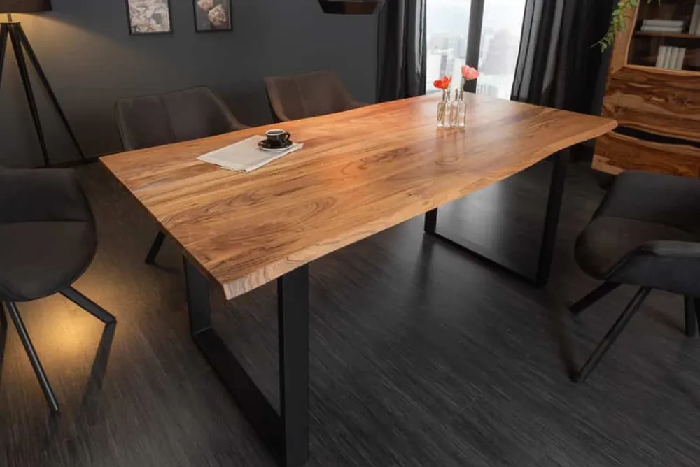 Riess-Ambiente Esstische|Mehr... > Massivholz Esstisch MAMMUT 180cm Wild-Akazie Baumkante Industrial Design 2,6cm Tischplatte
