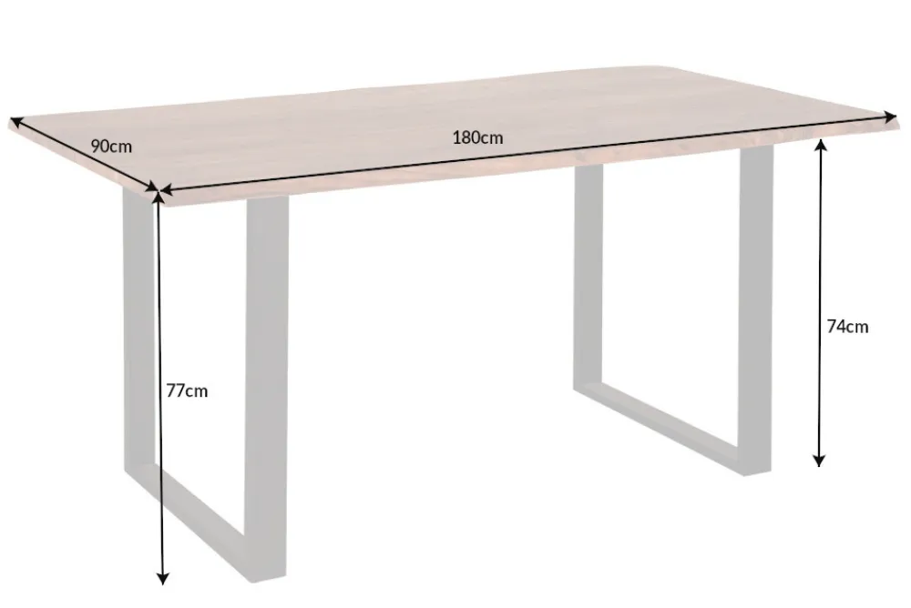 Riess-Ambiente Esstische|Mehr... > Massivholz Esstisch MAMMUT 180cm Wild-Akazie Baumkante Industrial Design 2,6cm Tischplatte