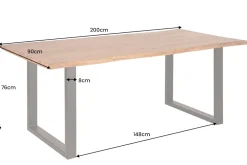 Riess-Ambiente Esstische|Mehr... > Massivholz Esstisch MAMMUT 200cm Akazie 3,5cm Tischplatte Baumkante Metall schwarz
