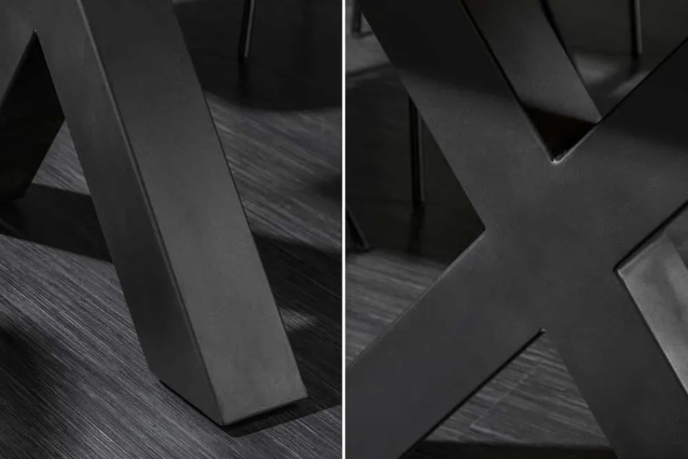 Riess-Ambiente Mehr...|Massivholzesstische > Massivholz Esstisch MAMMUT 220cm natur Akazie X-Gestell schwarz Metall Baumkante