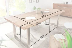 Riess-Ambiente Esstische|Mehr... > Massivholz Esstisch MAMMUT NATURE 240cm Akazie Baumkante 6cm Tischplatte Edelstahlbeine