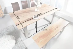Riess-Ambiente Esstische|Mehr... > Massivholz Esstisch MAMMUT NATURE 180cm Akazie Edelstahl Baumkante 3,5cm Tischplatte