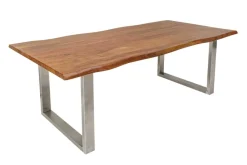 Riess-Ambiente Esstische|Mehr... > Massivholz Esstisch MAMMUT NATURE 180cm Akazie Edelstahl Baumkante 3,5cm Tischplatte