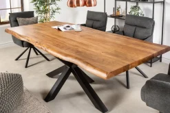 Riess-Ambiente Esstische|Mehr... > Massivholz Esstisch MAMMUT NATURE 220cm Akazie Metallgestell schwarz Baumkante 6cm Tischplatte