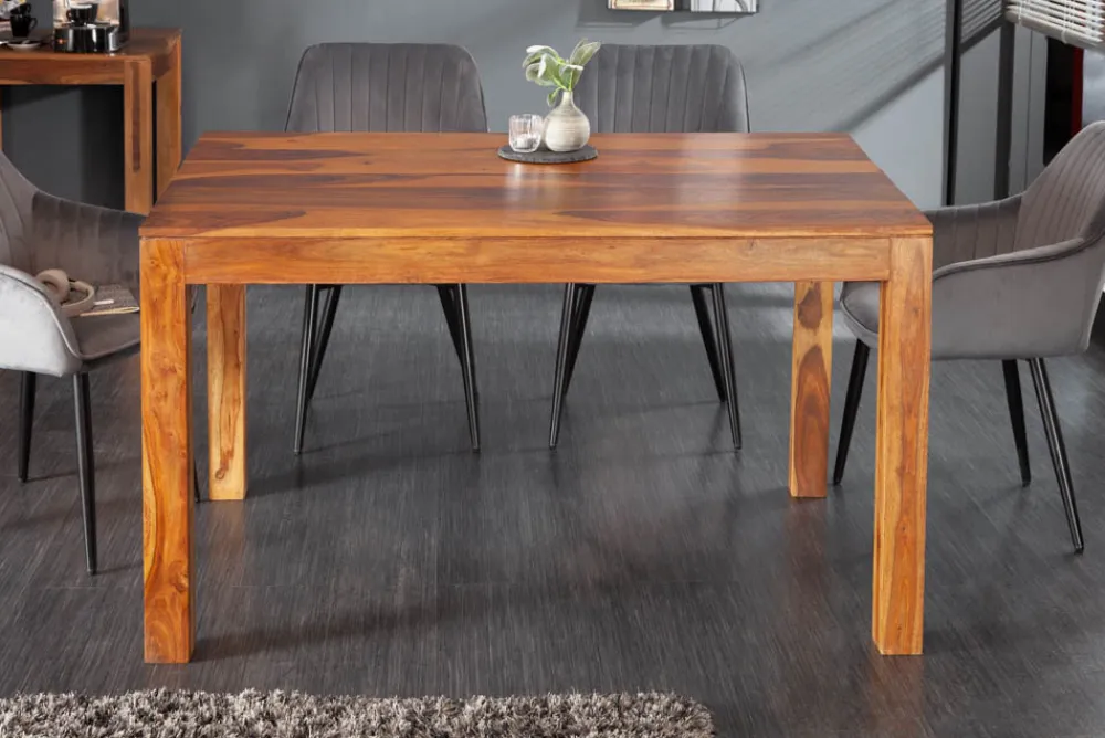Riess-Ambiente Mehr...|Massivholzesstische > Massivholz Esstisch PURE 135cm braun Sheeshamholz stone finish einzigartige Maserung