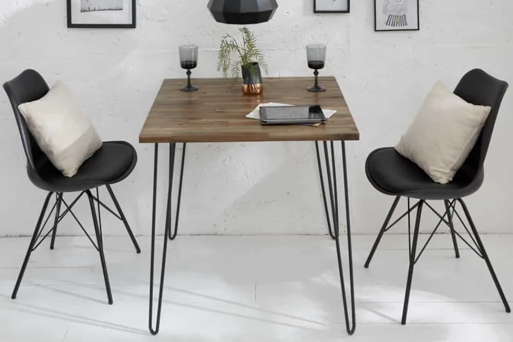 Riess-Ambiente Esstische|Industrial Loft > Massivholz Esstisch SCORPION 70cm vintage braun Akazie schwarze Metallbeine Hairpin Legs