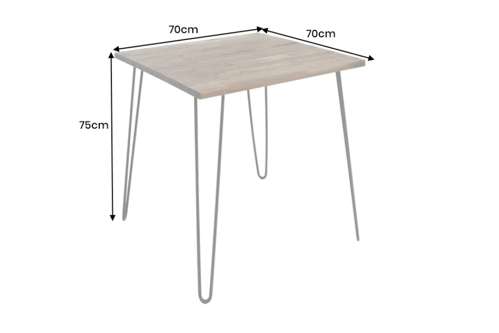 Riess-Ambiente Esstische|Industrial Loft > Massivholz Esstisch SCORPION 70cm vintage braun Akazie schwarze Metallbeine Hairpin Legs